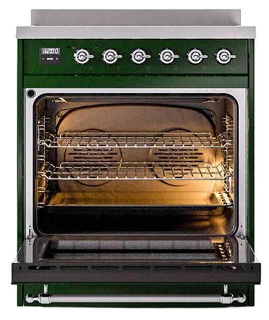 Ilve® Nostalgie II Noblesse 30'' Emerald Green Pro Style Induction Range with Chrome Trim-2