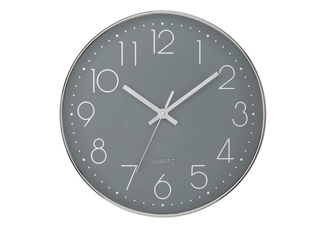 Monarch Specialties Inc. Grey 12" Analog Wall Clock with White Numbers-0