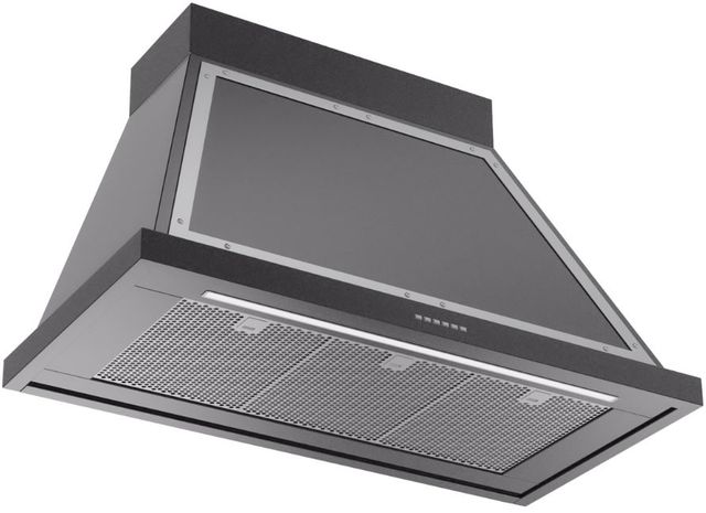 Ilve® Nostalgie II Noblesse 40" Glossy Black Wall Mounted Range Hood with Chrome Trim-1