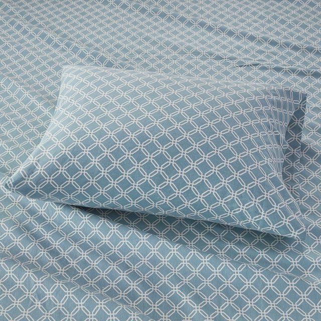 Olliix by True North by Sleep Philosophy Blue Geo Twin XL Cozy 100% Cotton Flannel Printed Sheet Set-2