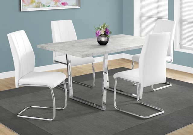 Monarch Specialties Inc. Grey Cement Top Dining Table with Chrome Base-2