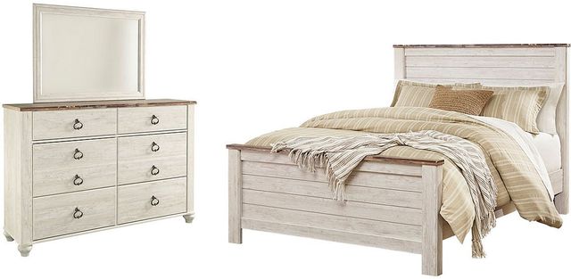 Signature Design by Ashley® Willowton 3-Piece Whitewash Queen Panel Bedroom Set-0