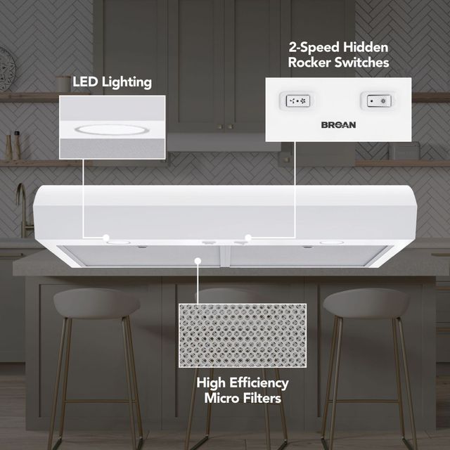 Broan-NuTone® MTR1 Series 30" White Under Cabinet Range Hood-3