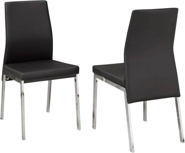 Brassex Inc. Amber 2-Piece Black/Chrome Dining Chair Set-2