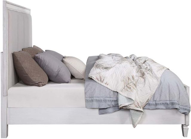 ACME Furniture Katia Light Gray/Rustic Gray/Weathered White Eastern King Upholstered Panel Bed-3