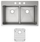 Elkay Crosstown® Polished Satin 33" 3-Hole Equal Double Bowl Dual Mount Sink Kit-1