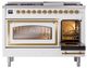 Ilve® Nostalgie II Noblesse 48'' Custom RAL Color Pro Style Dual Fuel Range with Brass Trim-4