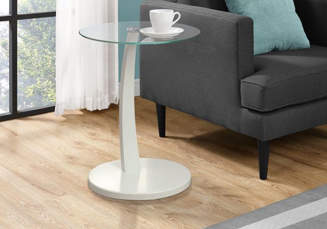 Monarch Specialties Inc. Tempered Glass Top Accent Table with White Bentwood Base-3