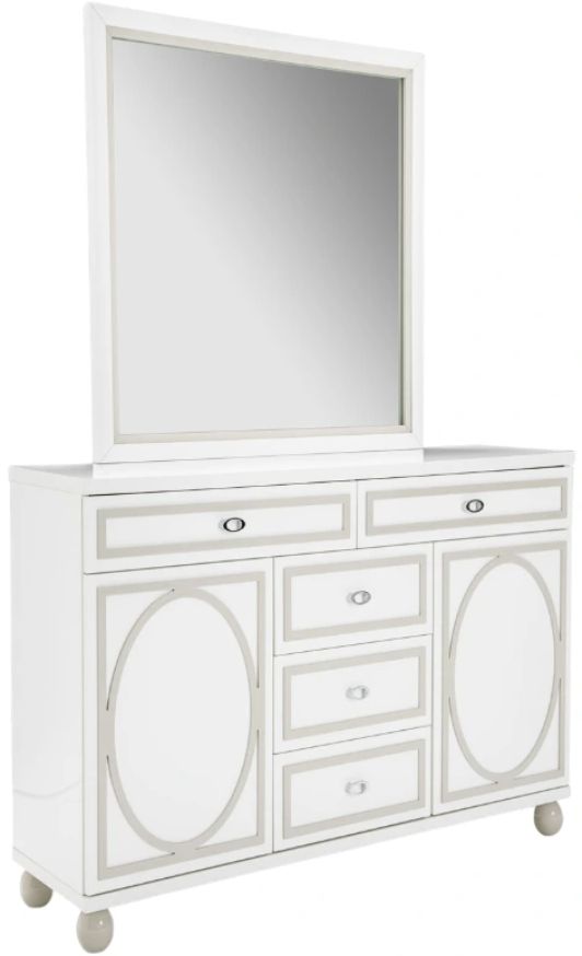 Michael Amini® Sky Tower™ Cloud White/White Dresser with Mirror-0