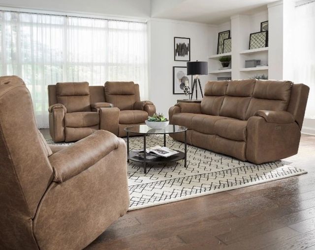 Southern Motion™ Customizable Contour Power Loveseat with Headrest Console and Hidden Cupholders-1