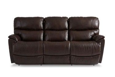La-Z-Boy® Trouper Walnut Leather Manual Reclining Sofa-0