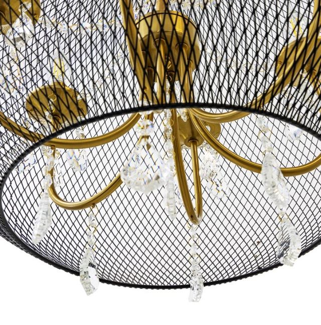 YHD Baron Antique Brass/Matte Black 6-Light Chandelier-4