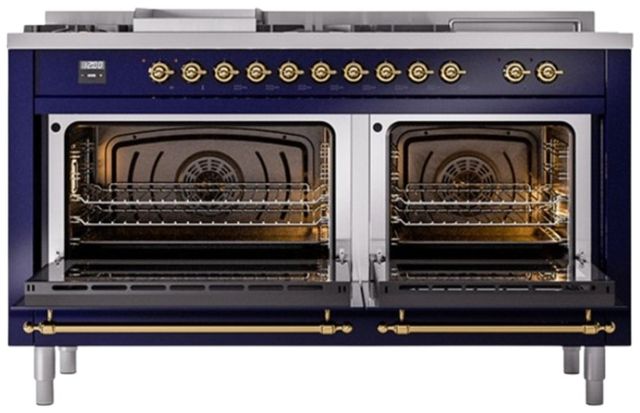 Ilve® Nostalgie II Series 60" Midnight Blue Pro Style Dual Fuel Range-1