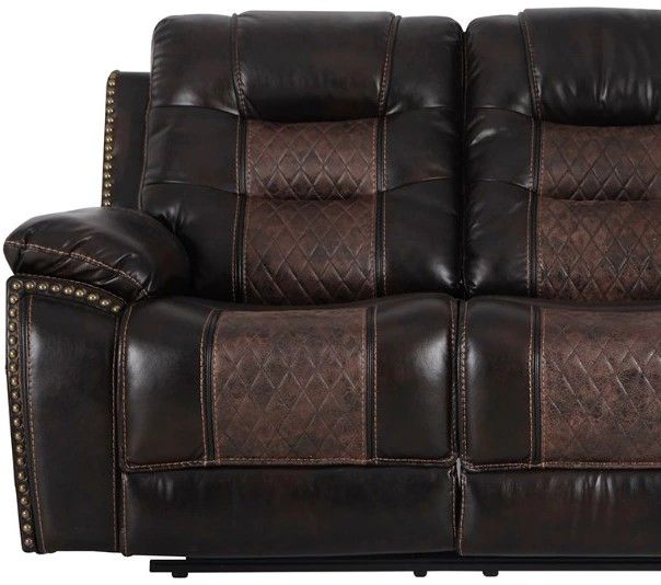 American Wholesale Furniture Commander Brown Manual Reclining Sofa-1