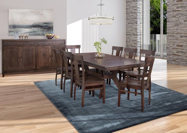 Urban Collections by Yutzy Woodworking Estate Brown 36”x52” Double Pedestal Dining Table with 2 Leaves-1