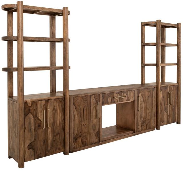 International Furniture Direct Balam Brown Entertainment Center with Fireplace-2