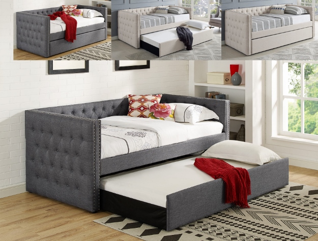 Dayday okさま Crown Mark All Trina Gray Upholstered Day Bed | Miskelly