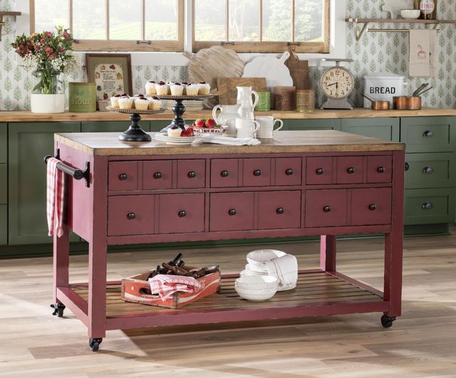 Legacy Classic Vintage Market Barnwood Oak/Spiced Apple Kitchen Island-1