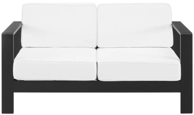 Linon Key Largo Black/White Aluminum/Fabric Outdoor Loveseat-3