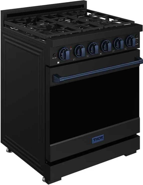Thor Kitchen Gordon Ramsay Collection 30" Black Pro Style Liquid Propane Range with Precision Knob Control and Blue Trim-2