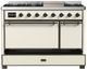 Ilve® Majestic III 48" Antique White Pro Style Dual Fuel Liquid Propane Range with Solid Door and Burnished Trim-2