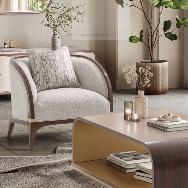 Michael Amini® Houston Gray/Walnut Matching Chair-1