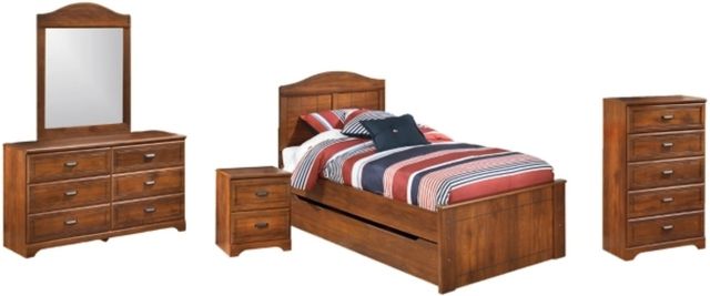 Signature Design by Ashley® Barchan 5-Piece Medium Brown Twin Panel Bed Set-0