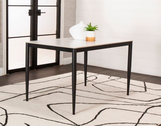 Cramco Marta White Sintered Stone Top 48" Dining Table with Matte Black Base-1