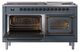 Ilve® Nostalgie II Noblesse 60'' Blue Gray Pro Style Dual Fuel Range with Burnished Trim-3