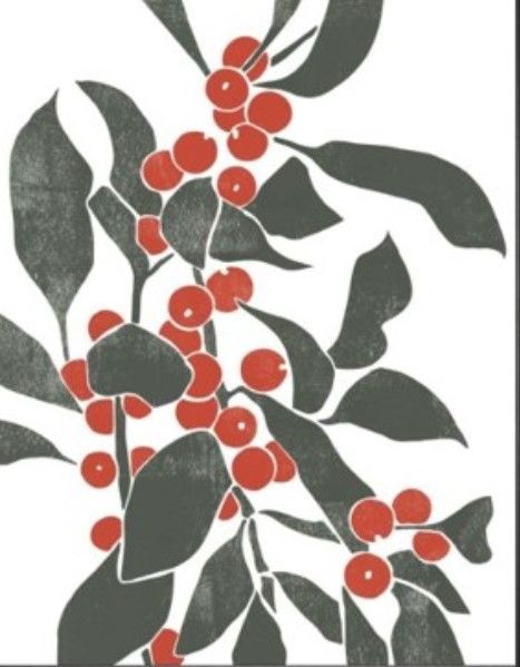 Classy Living Emma Scarvey Colorblock Berry Branch IV Wall Art-2