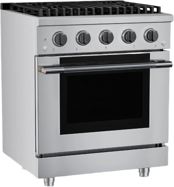Hauslane HausPro Range 30" Stainless Steel Pro-Style Gas Range with Black Stainless Steel Knobs-3