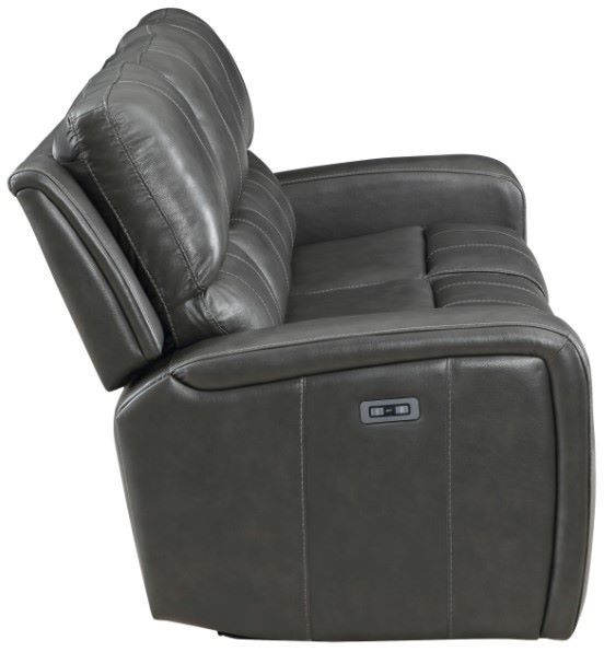 New Classic® Home Furnishings Linton Dark Gray Dual Power Reclining Sofa-2