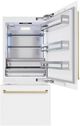 ZLINE Autograph Edition 36" 19.8 Cu. Ft. White Matte Built-In Bottom Freezer Refrigerator with Water Dispenser, Ice Maker and Champagne Bronze Accents-4