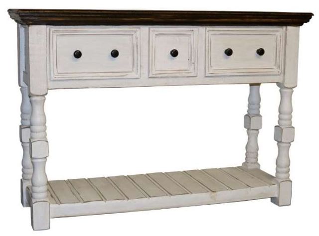 Million Dollar Rustic Cottage Rustic Brown Console Table with White Base-0