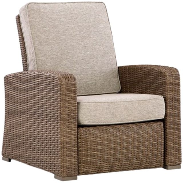 Signature Design by Ashley® Revare Beach Beige Fabric/Resin Wicker Outdoor Manual Recliner-0