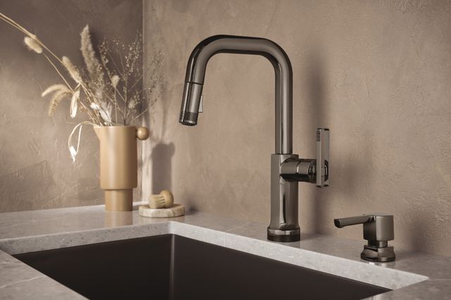 Brizo Kintsu® Lumicoat® Black Onyx SmartTouch® Pull-Down Prep Faucet with SquareSpout-1