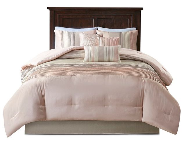 Olliix by Madison Park Amherst 7 Pieces Blush and Taupe King Comforter Set-0