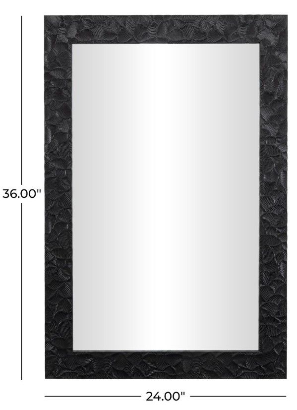Deco Marche Black Plastic Wall Mirror with Metallic Leaf Wrap -3