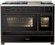 Ilve® Majestic III 48" Glossy Black Pro Style Dual Fuel Liquid Propane Range with Triple Glass Door and Burnished Trim-1