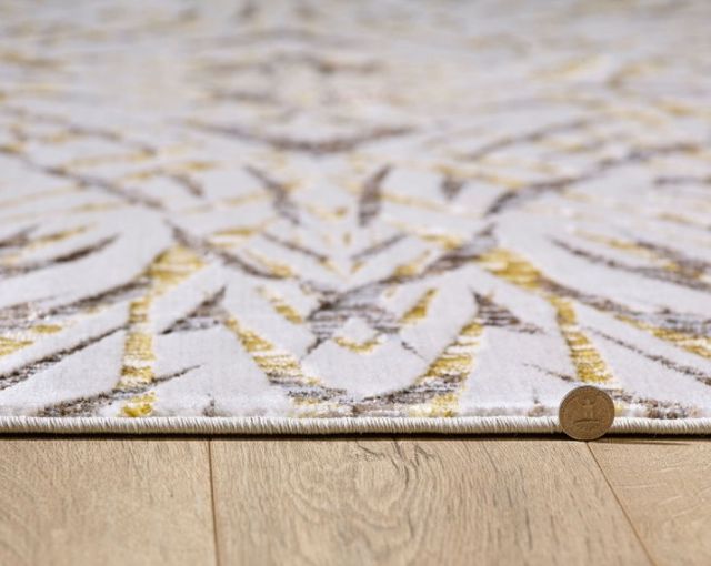 KAS Rugs Luna Ivory/Gold Illusions 5'x8' Area Rug-3