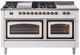 Ilve® Nostalgie II Noblesse 60'' White Pro Style Dual Fuel Range with Burnished Trim-0
