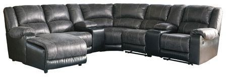 Signature Design by Ashley® Nantahala 7-Piece Slate Reclining Left-Arm Facing Sectional and Chaise with Console-0