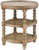 A & B Home Hilton Head  Three Tiered Toffee Wooden Side Table with Rattan Shelves-0