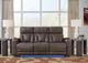 Ashley® Warrior Peak Umber Power Reclining Sofa with Adjustable headrest-2