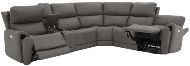 Flexsteel® Carter 6-Piece Smoke Power Reclining Sectional with Power Headrests and Lumbar-4