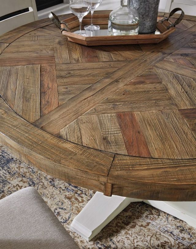 Signature Design by Ashley® Grindleburg Grayish Brown Dining Table with Textured White Base-3