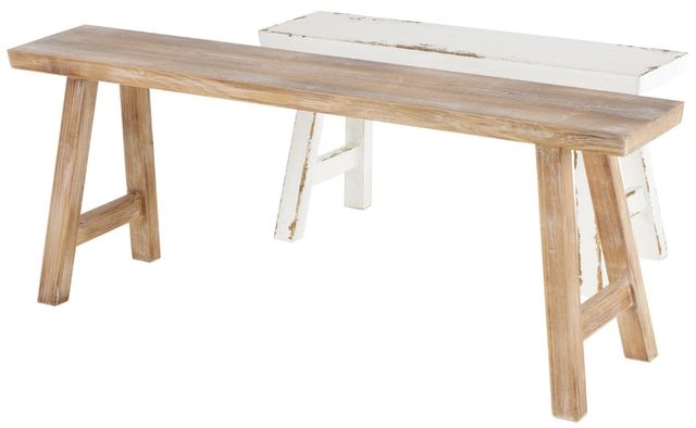 Deco Marche 2-Piece Brown/White Bench Set-2