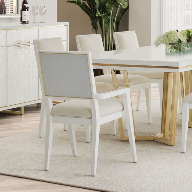 Michael Amini® Palm Gate Cloud White Dining Arm Chair-1