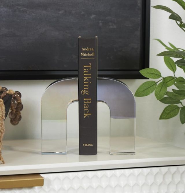 Deco Marche 2-Piece Clear Geometric Arched Bookends Set-4