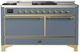Ilve® Majestic III 60" Blue Gray Pro Style Dual Fuel Liquid Propane Range with Griddle and Brass Trim-0